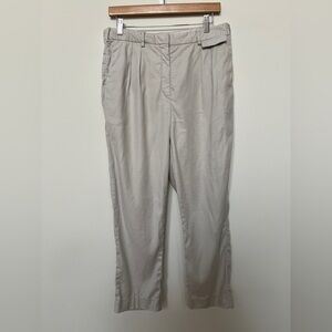 BABATON Artitzia Linen Blend Pleated Taupe Pants Pleats Side Pockets Fly Front